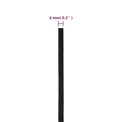 vidaXL Corde de bateau Noir complet 6 mm 100 m Polypropylène