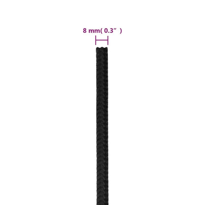 vidaXL Corde de bateau Noir complet 8 mm 25 m Polypropylène