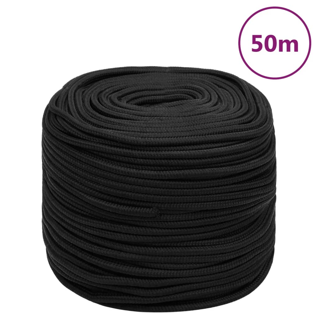 vidaXL Corde de bateau Noir complet 10 mm 50 m Polypropylène