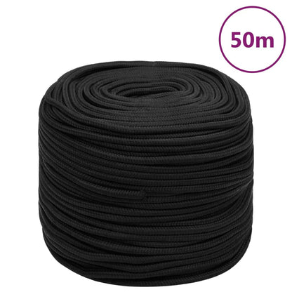 vidaXL Corde de bateau Noir complet 10 mm 50 m Polypropylène