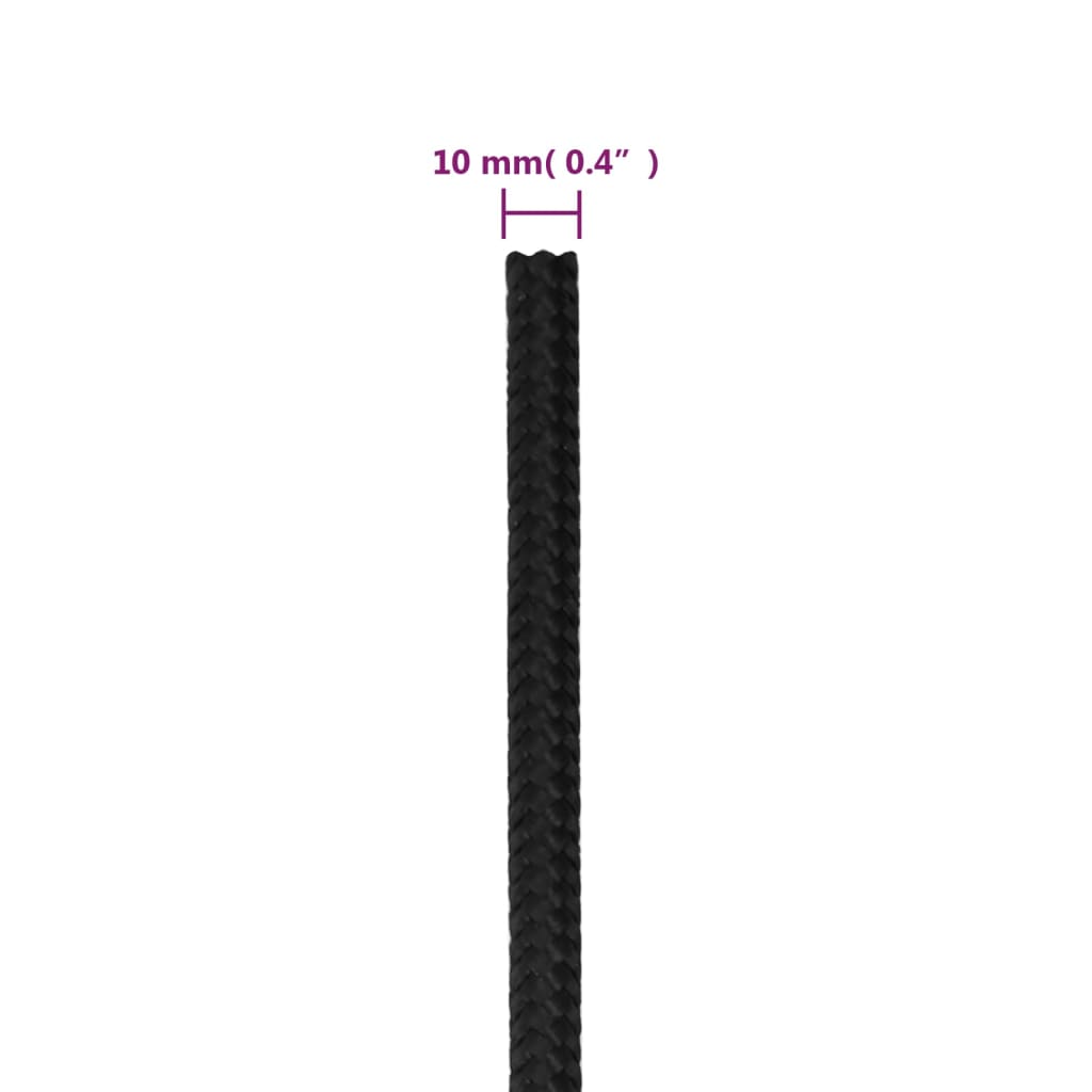 vidaXL Corde de bateau Noir complet 10 mm 50 m Polypropylène