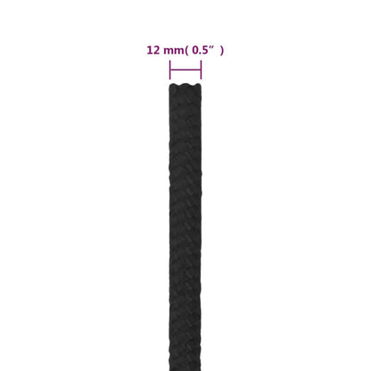 vidaXL Corde de bateau Noir complet 12 mm 50 m Polypropylène
