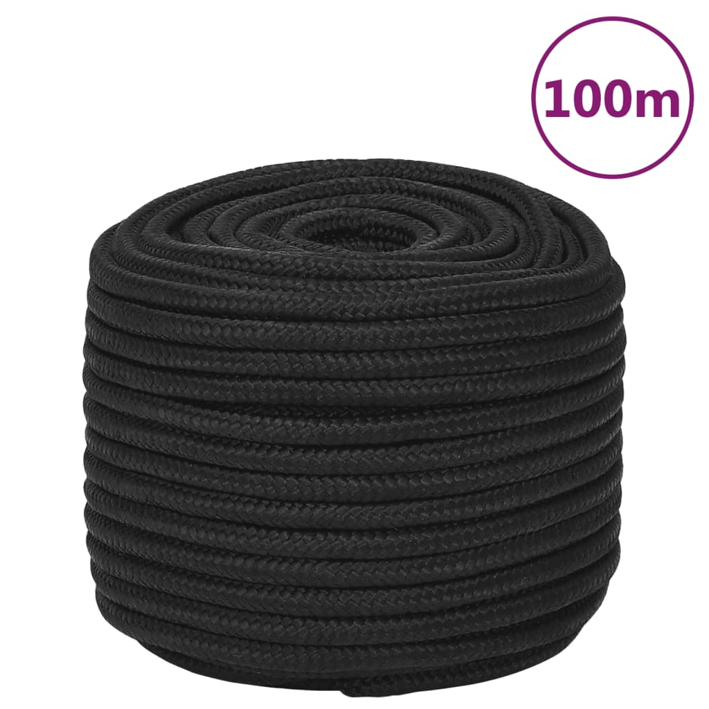 vidaXL Corde de bateau Noir complet 12 mm 100 m Polypropylène