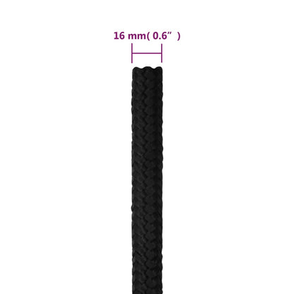 vidaXL Corde de bateau Noir complet 16 mm 50 m Polypropylène