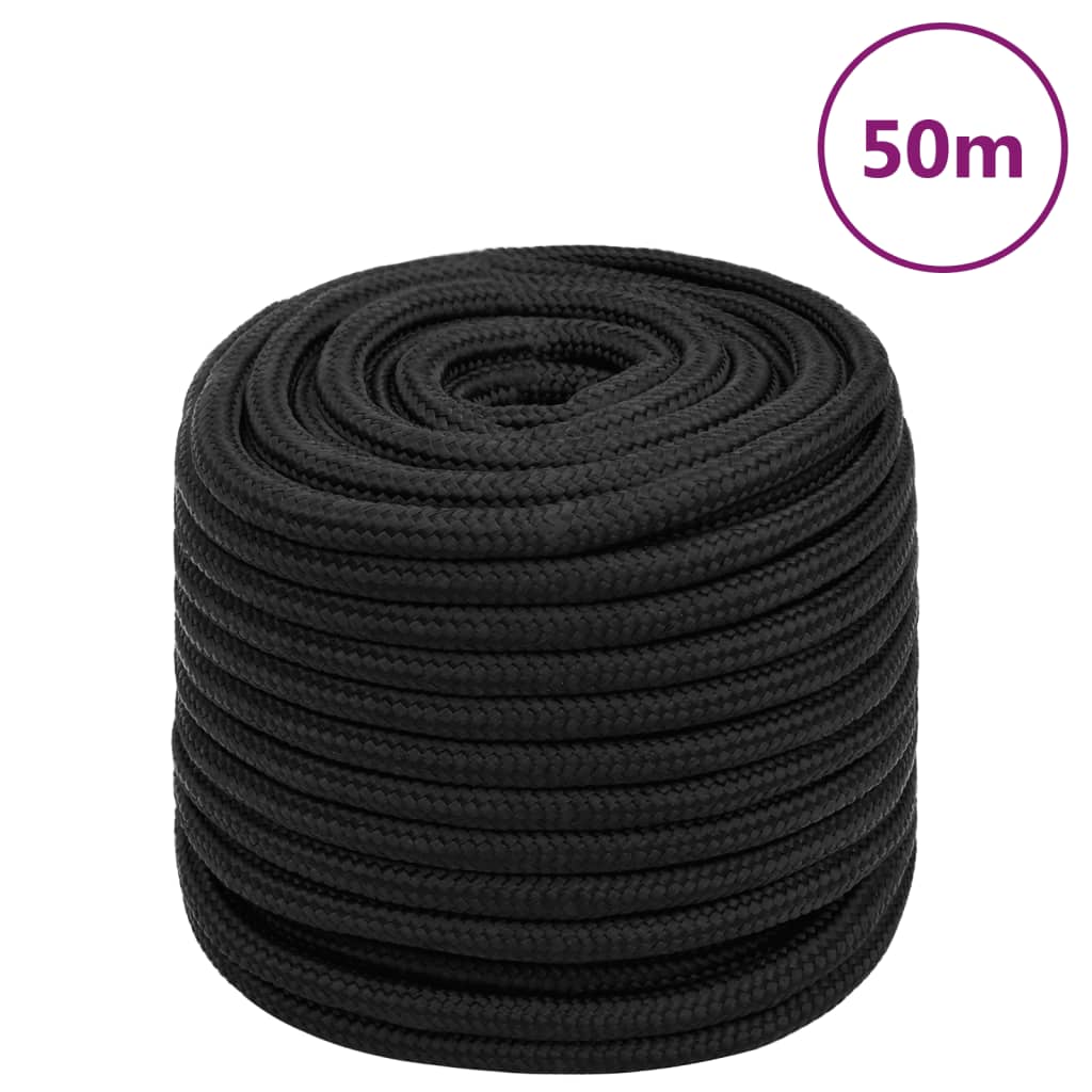 vidaXL Corde de bateau Noir complet 18 mm 50 m Polypropylène