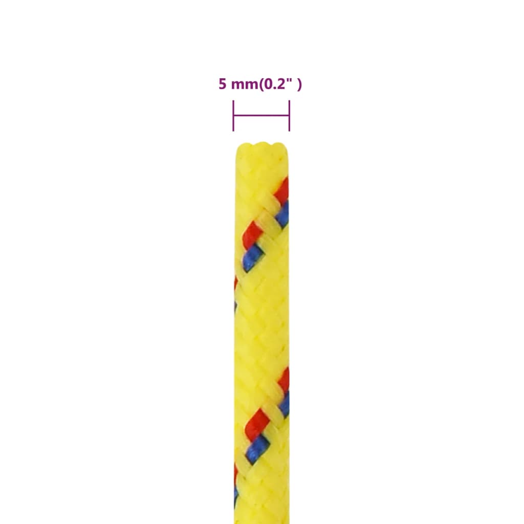 vidaXL Corde de bateau Jaune 5 mm 250 m Polypropylène