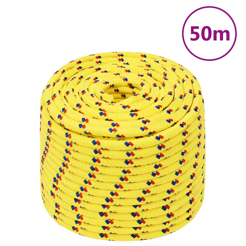vidaXL Corde de bateau Jaune 12 mm 50 m Polypropylène
