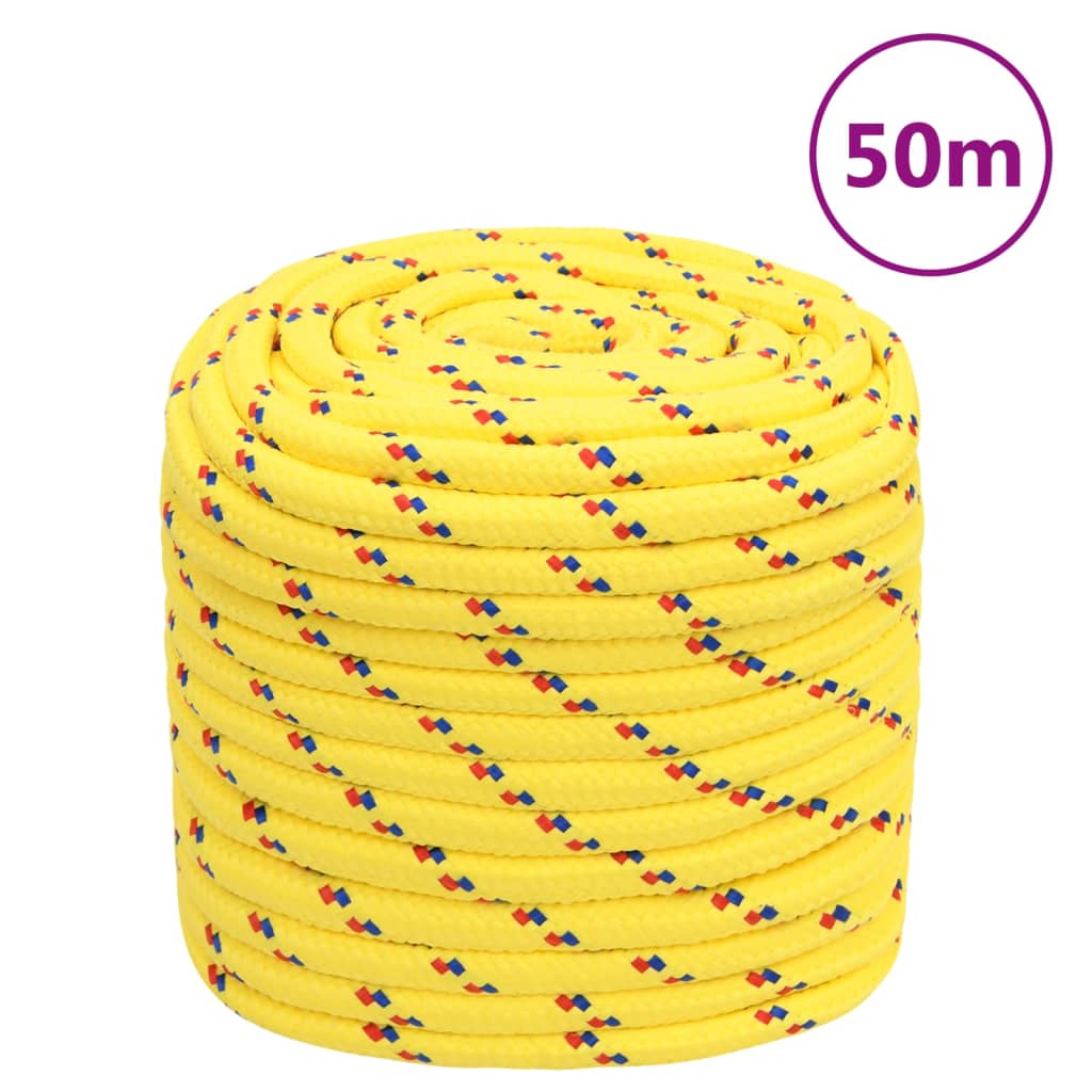 vidaXL Corde de bateau Jaune 16 mm 50 m Polypropylène