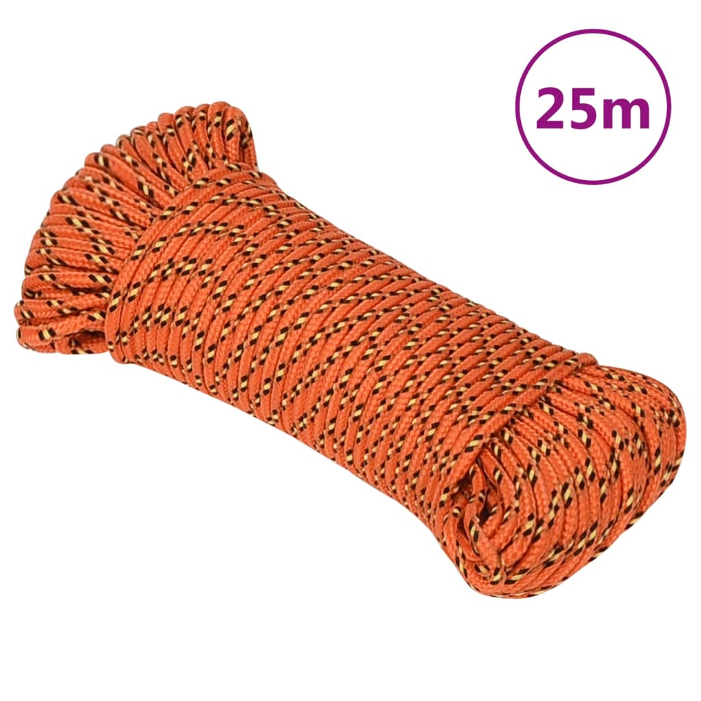 vidaXL Corde de bateau Orange 5 mm 25 m Polypropylène