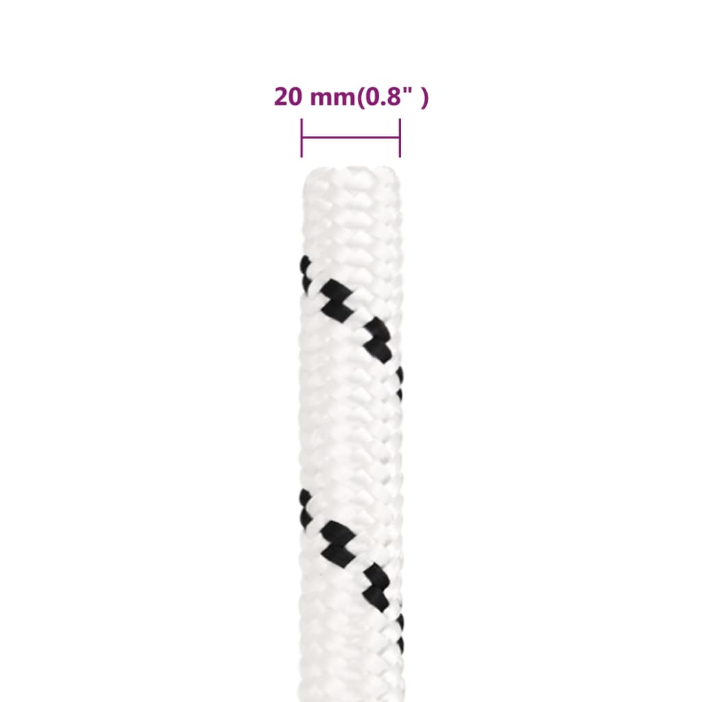 vidaXL Corde de bateau tressé Blanc 20 mmx100 m Polyester
