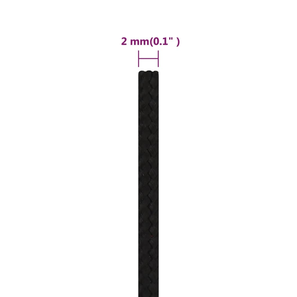 vidaXL Corde de travail Noir 2 mm 100 m Polyester