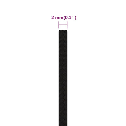 vidaXL Corde de travail Noir 2 mm 100 m Polyester