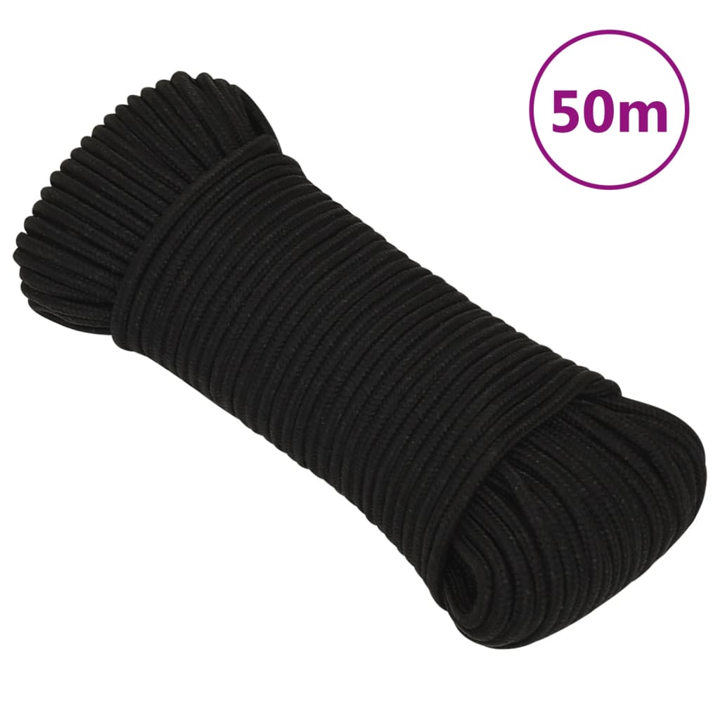 vidaXL Corde de travail Noir 4 mm 50 m Polyester