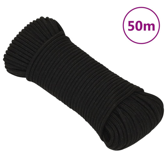 vidaXL Corde de travail Noir 4 mm 50 m Polyester