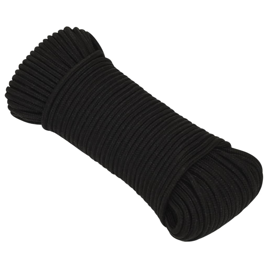 vidaXL Corde de travail Noir 4 mm 50 m Polyester