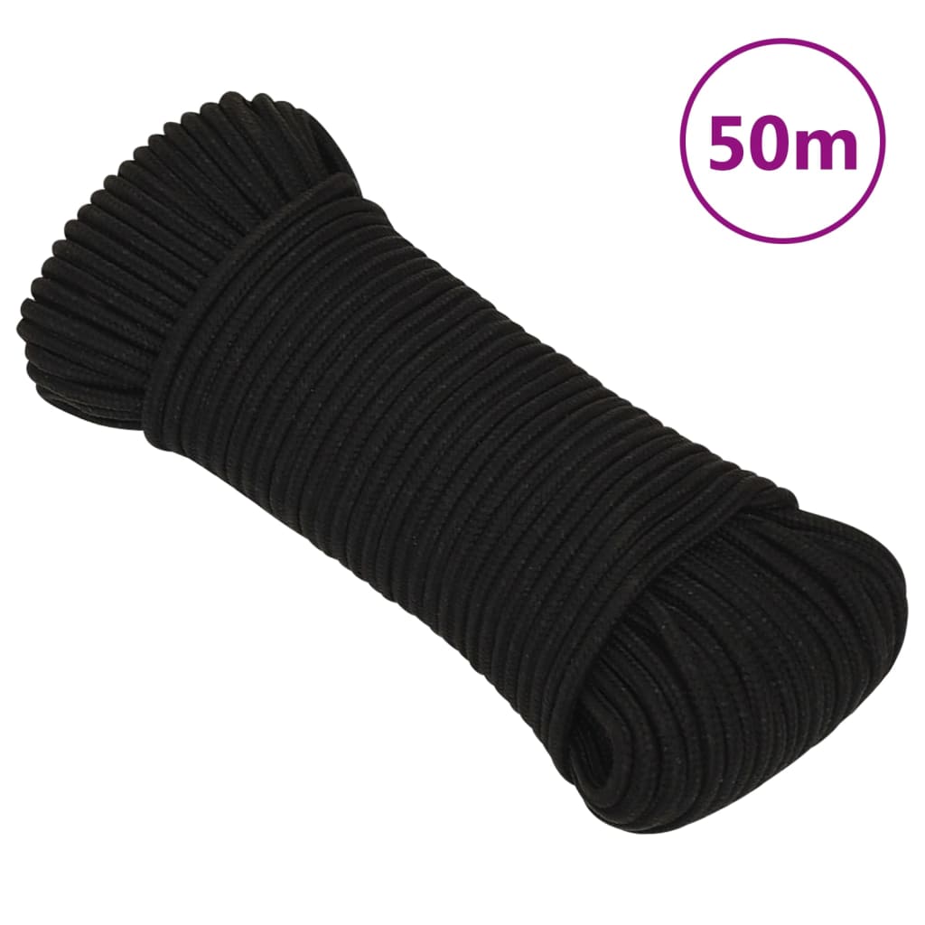 vidaXL Corde de travail Noir 5 mm 50 m Polyester
