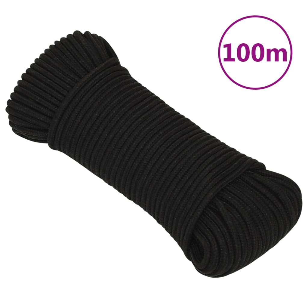 vidaXL Corde de travail Noir 5 mm 100 m Polyester