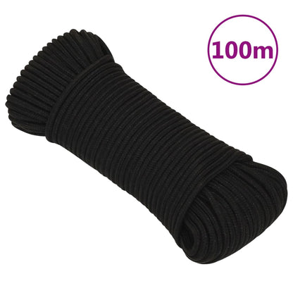 vidaXL Corde de travail Noir 5 mm 100 m Polyester