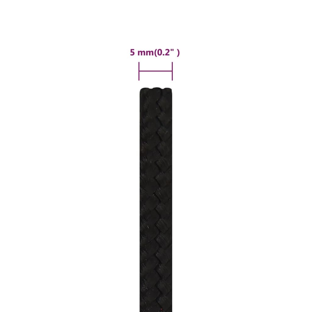 vidaXL Corde de travail Noir 5 mm 100 m Polyester