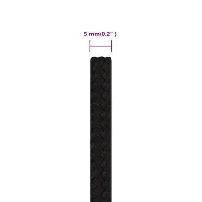 vidaXL Corde de travail Noir 5 mm 100 m Polyester