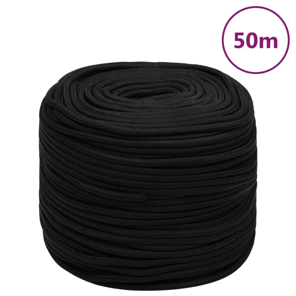 vidaXL Corde de travail Noir 10 mm 50 m Polyester