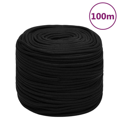vidaXL Corde de travail Noir 10 mm 100 m Polyester