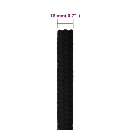 vidaXL Corde de travail Noir 18 mm 25 m Polyester