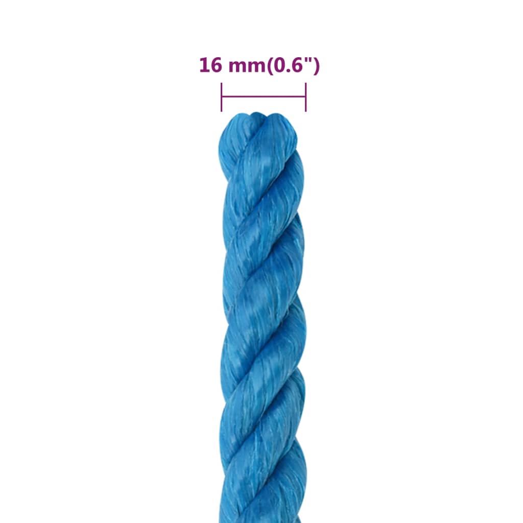 vidaXL Corde de travail Bleu 16 mm 50 m polypropylène