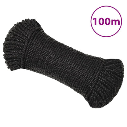 vidaXL Corde de travail Noir 3 mm 100 m polypropylène