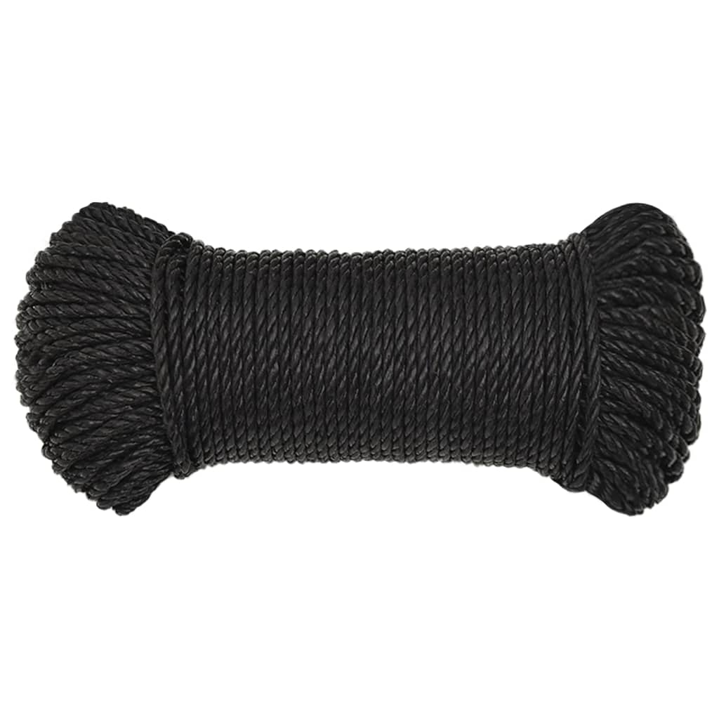 vidaXL Corde de travail Noir 3 mm 100 m polypropylène