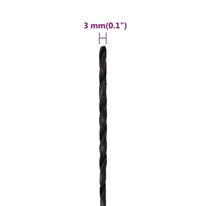 vidaXL Corde de travail Noir 3 mm 100 m polypropylène