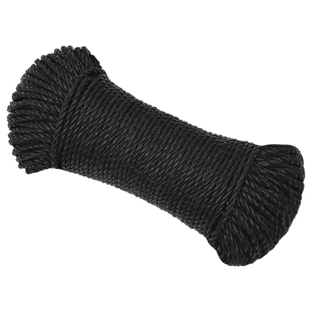 vidaXL Corde de travail Noir 6 mm 500 m polypropylène