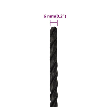 vidaXL Corde de travail Noir 6 mm 500 m polypropylène