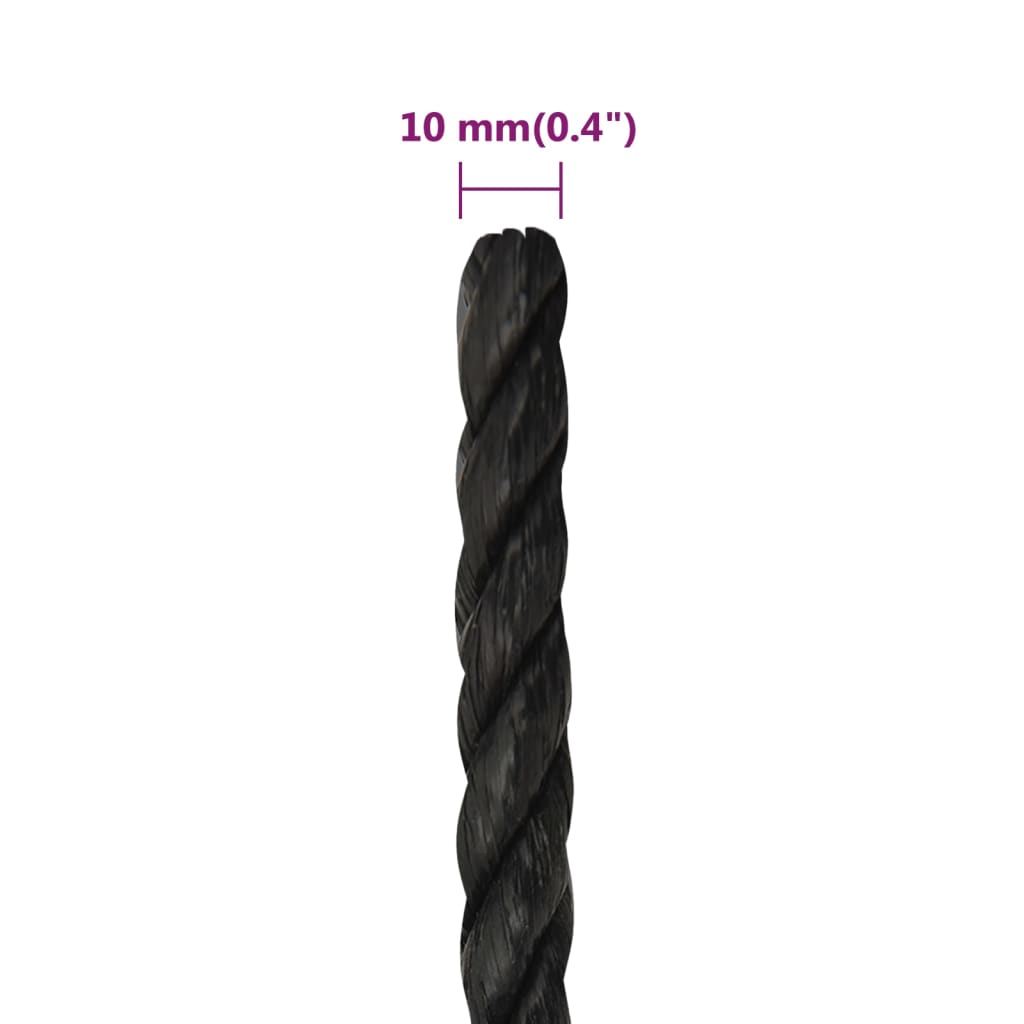 vidaXL Corde de travail Noir 10 mm 25 m polypropylène
