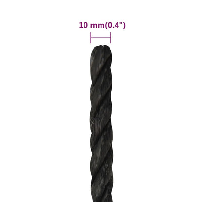 vidaXL Corde de travail Noir 10 mm 25 m polypropylène