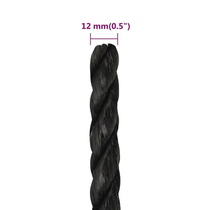 vidaXL Corde de travail Noir 12 mm 50 m polypropylène