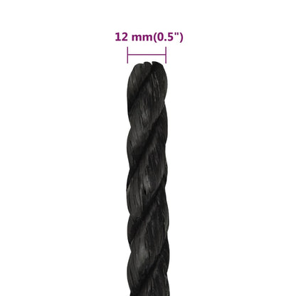 vidaXL Corde de travail Noir 12 mm 250 m polypropylène