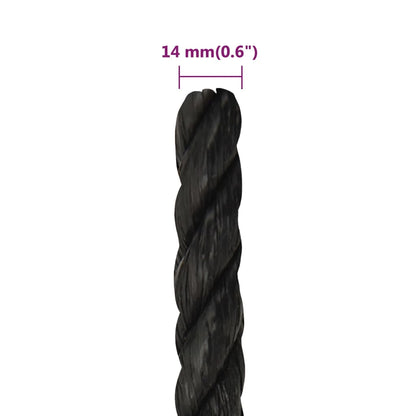 vidaXL Corde de travail Noir 14 mm 50 m polypropylène