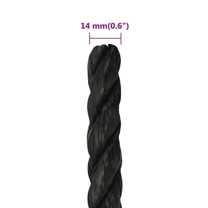 vidaXL Corde de travail Noir 14 mm 250 m polypropylène