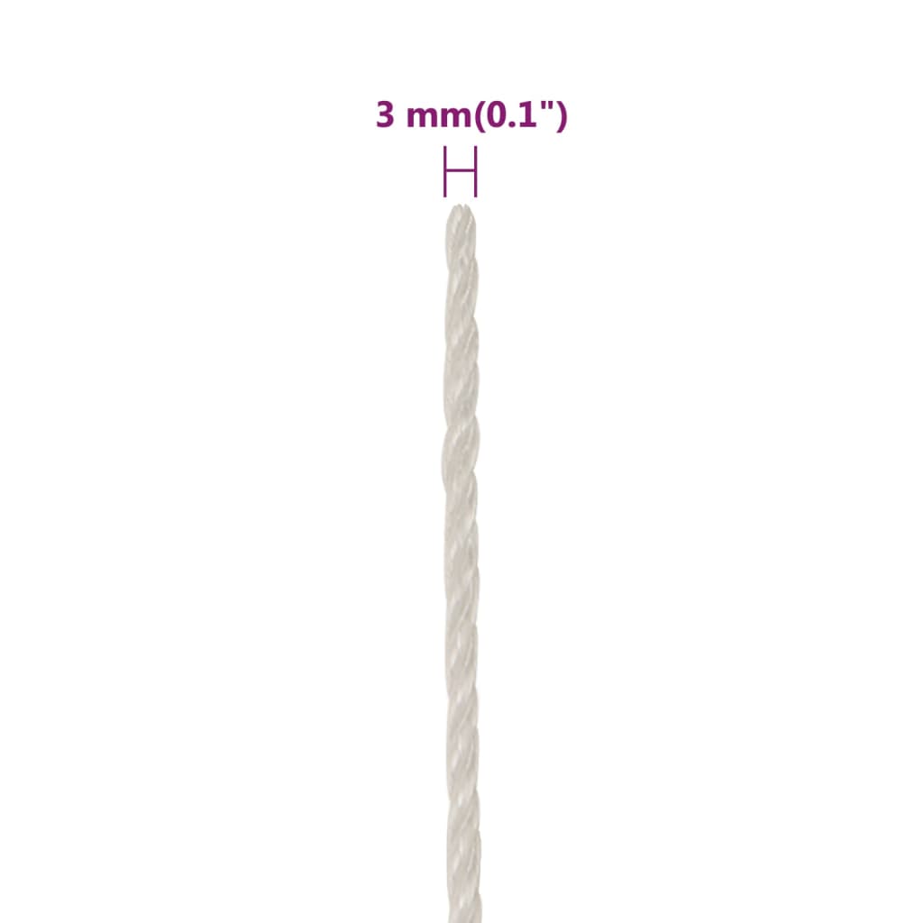 vidaXL Corde de travail Blanc 3 mm 100 m polypropylène