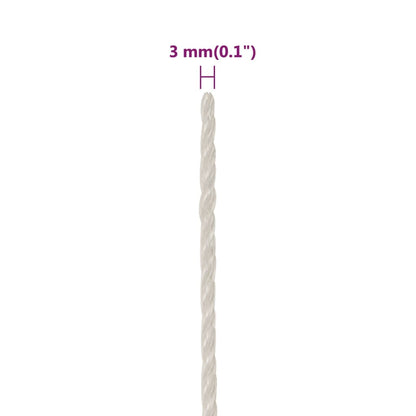 vidaXL Corde de travail Blanc 3 mm 100 m polypropylène