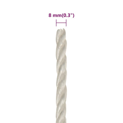 vidaXL Corde de travail Blanc 8 mm 100 m polypropylène