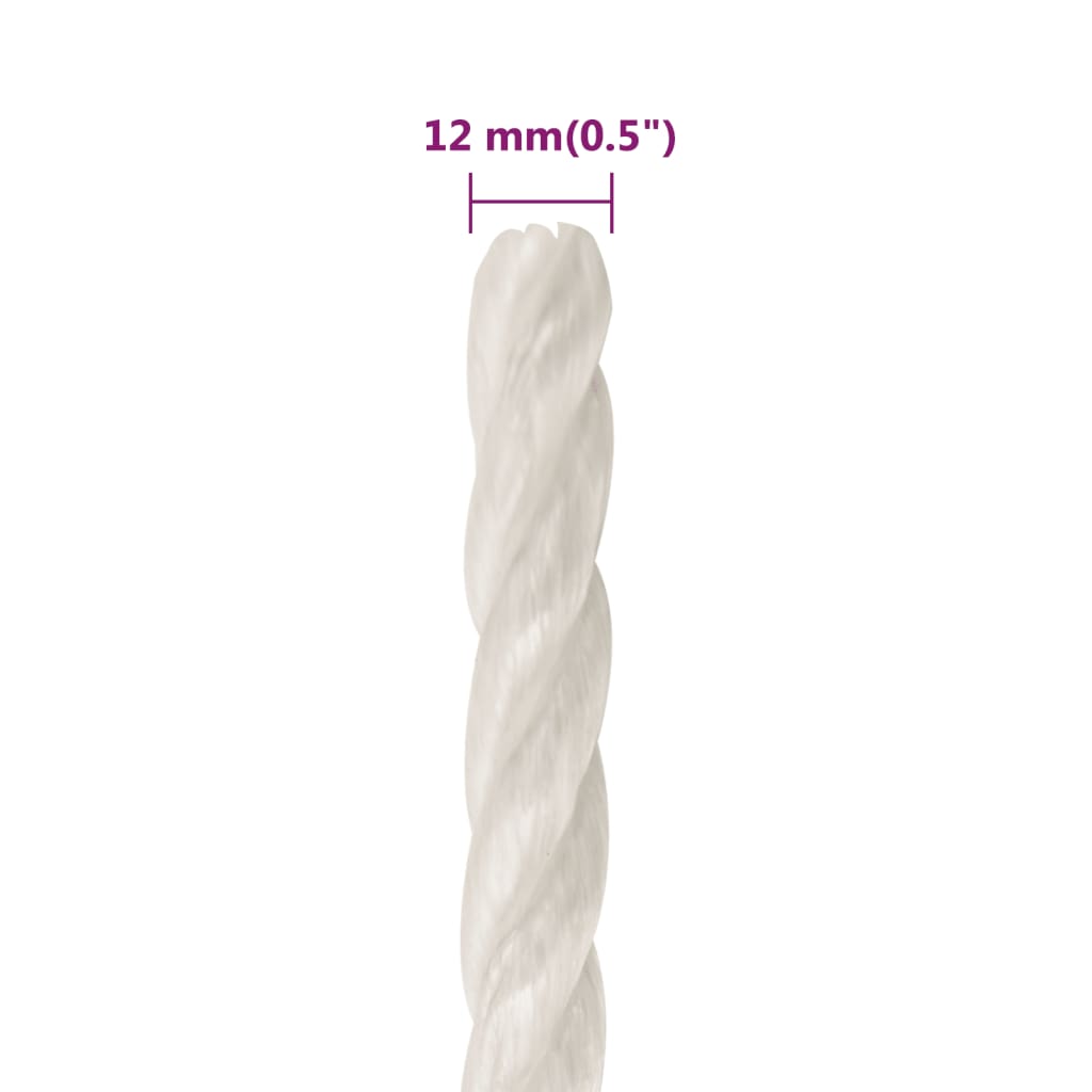 vidaXL Corde de travail Blanc 12 mm 100 m polypropylène