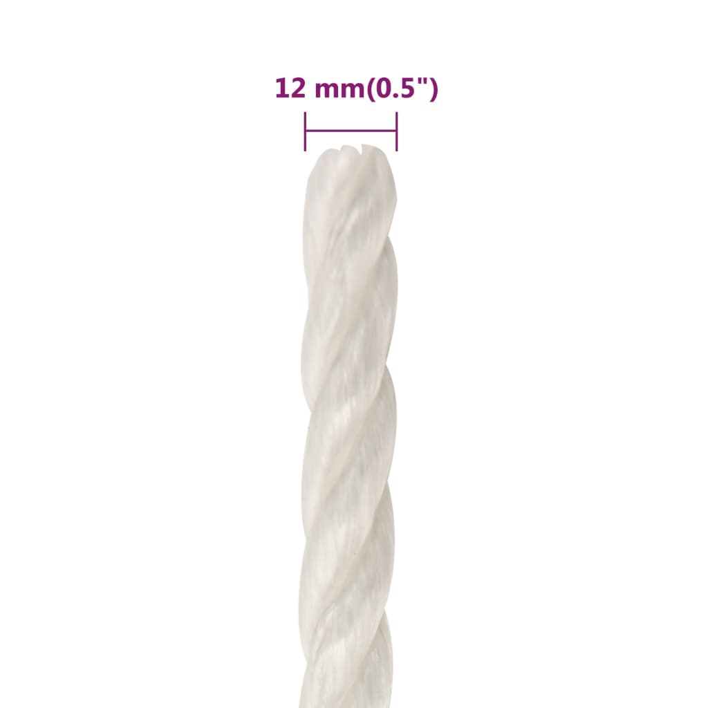 vidaXL Corde de travail Blanc 12 mm 250 m polypropylène