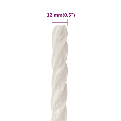 vidaXL Corde de travail Blanc 12 mm 250 m polypropylène