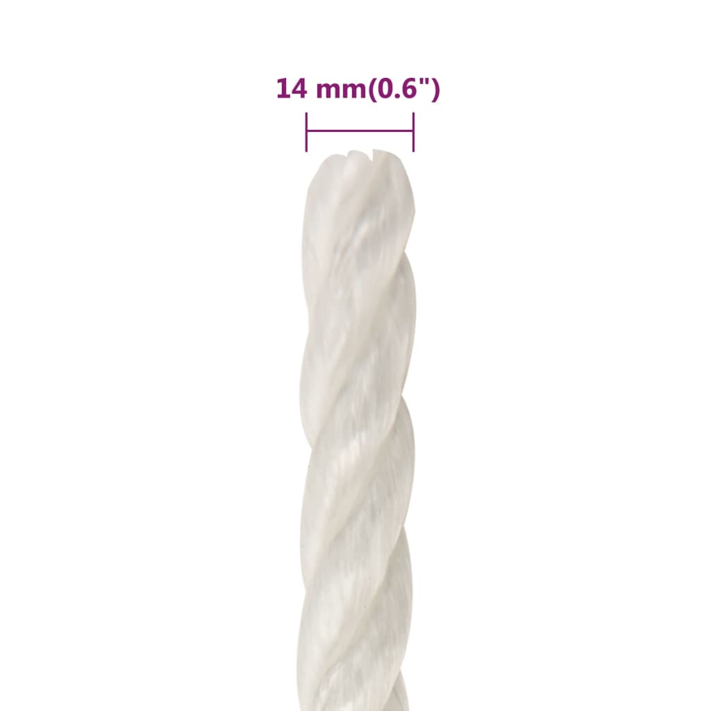 vidaXL Corde de travail Blanc 14 mm 100 m polypropylène