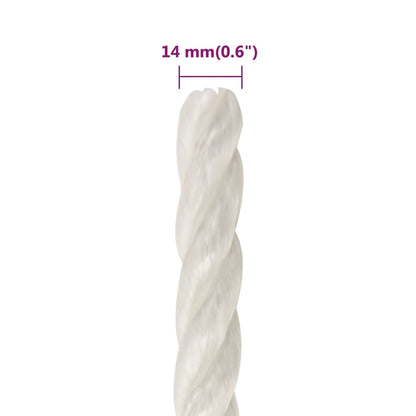 vidaXL Corde de travail Blanc 14 mm 100 m polypropylène