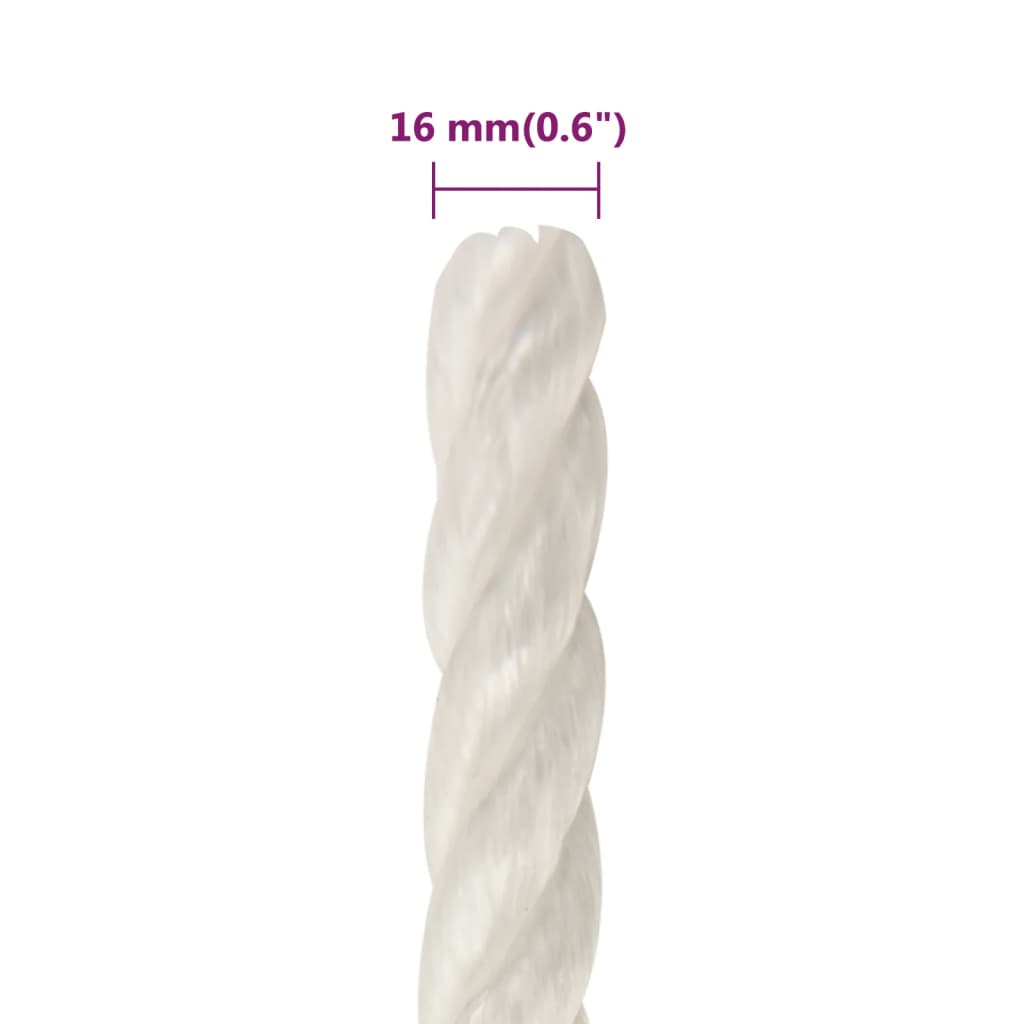 vidaXL Corde de travail Blanc 16 mm 250 m polypropylène