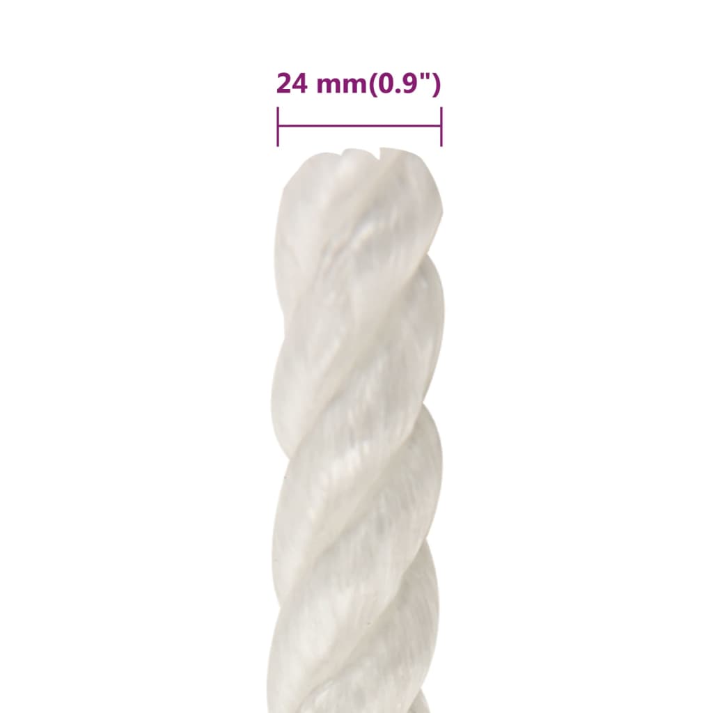 vidaXL Corde de travail Blanc 24 mm 50 m polypropylène