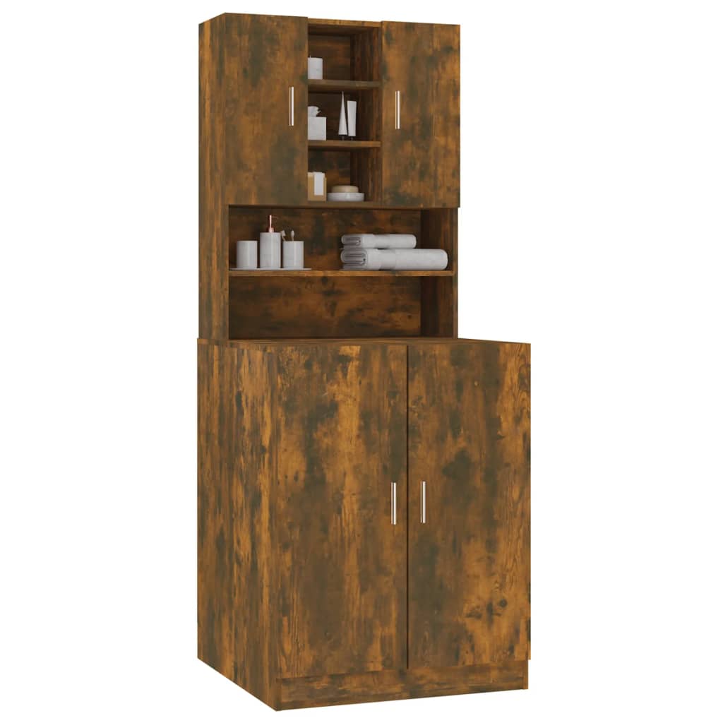 vidaXL Armoire de machine à laver Chêne fumé Bois d’ingénierie